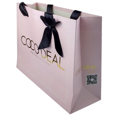 Custom Logo Luxury Voila Wedding Gold Shopping Gift Bag With Handles For Wedding