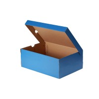 Custom logo E flute corrugated paper blue shoe box